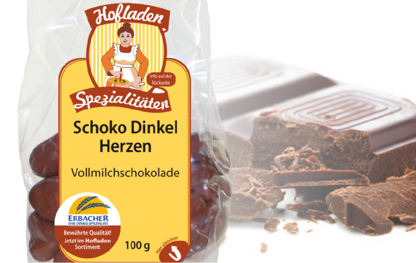 Dinkel Schoko Herzen Vollmilch 100g